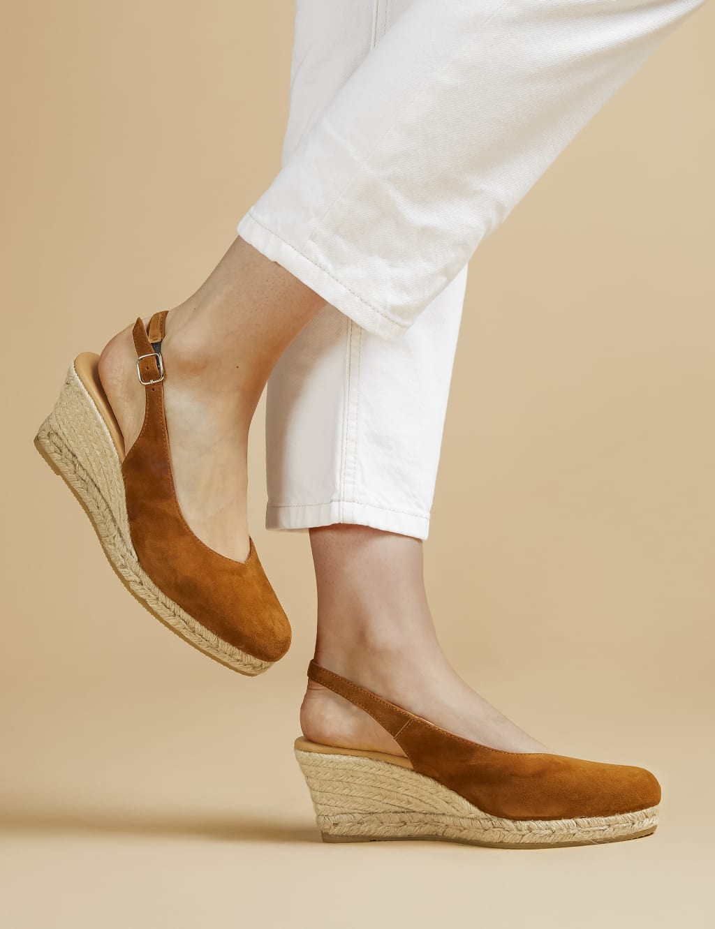 Suede Wedge Slingback Shoes