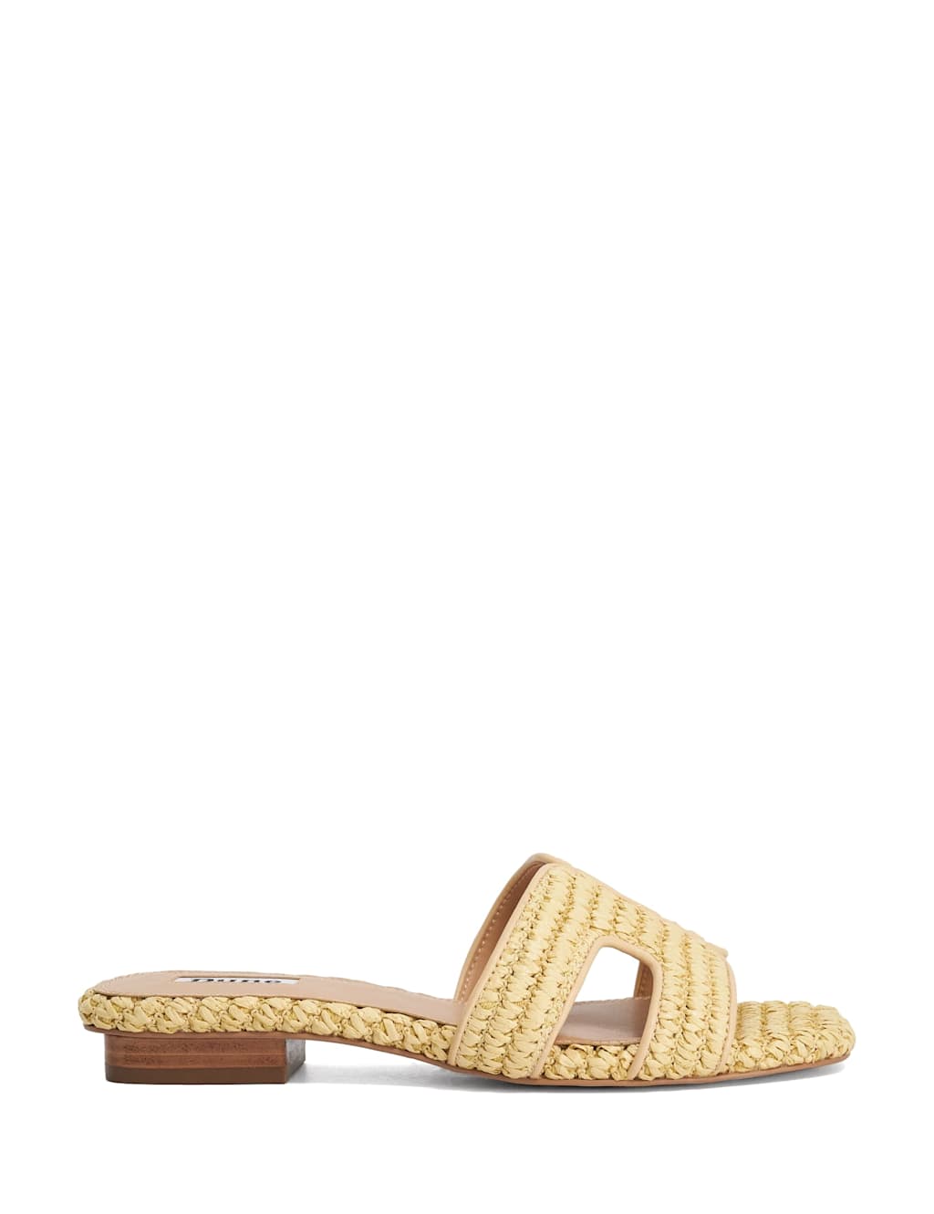 Dune London Women's Raffia Block Heel Sliders - 4 - Natural - Available at M&S