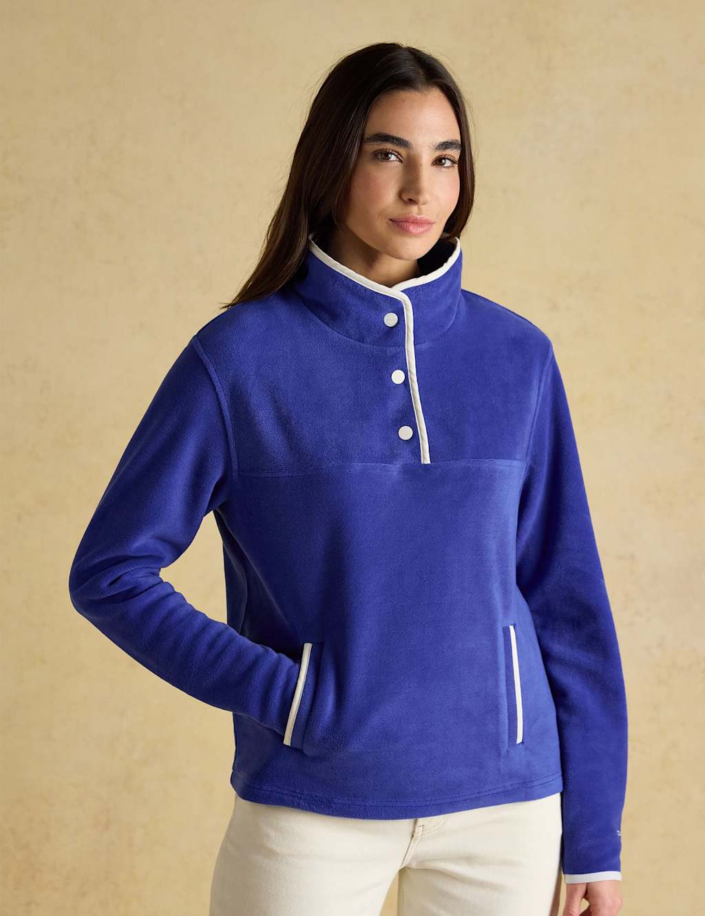 Joules Women's High Neck Fleece Sweatshirt - 18 - Blue - Available at M&S