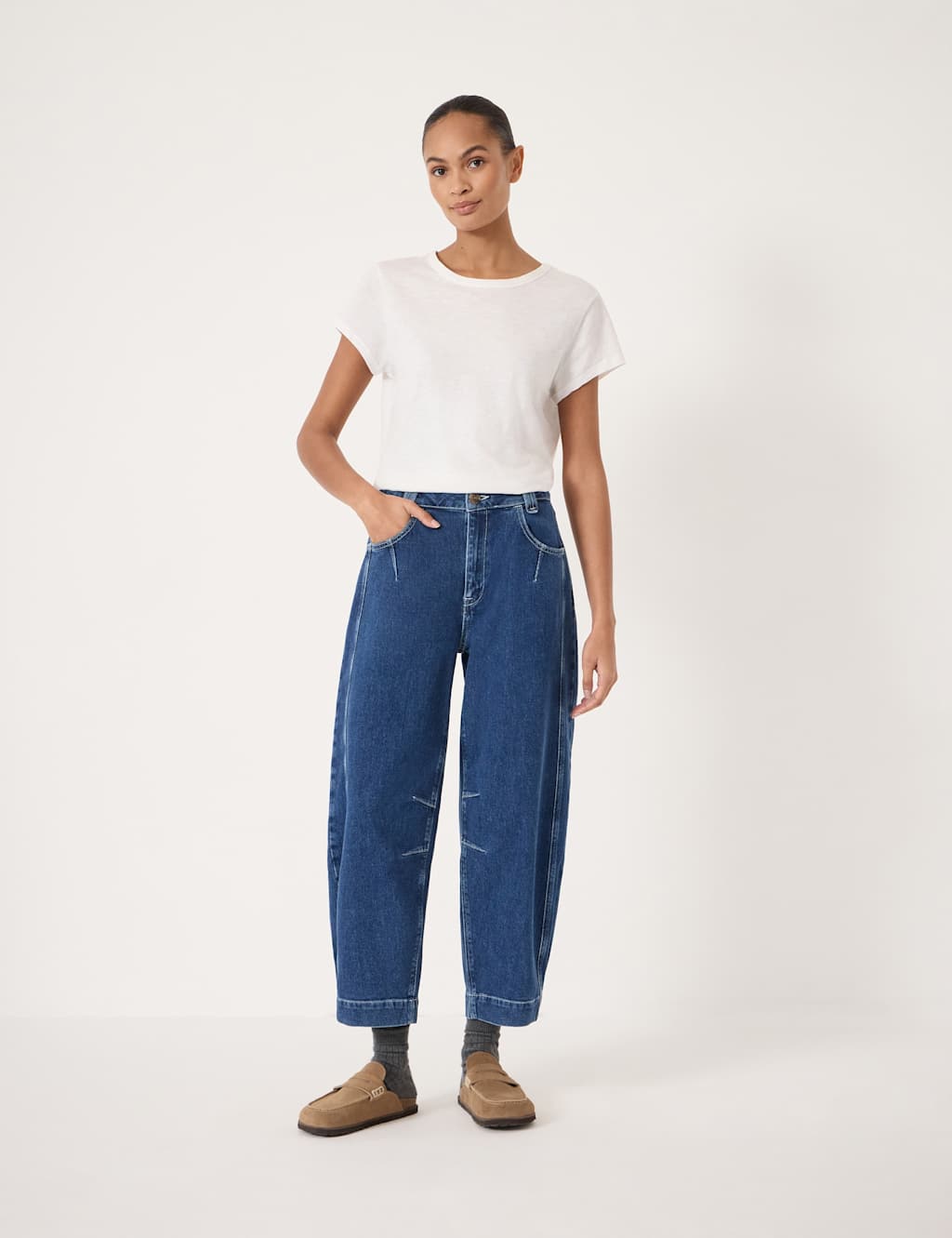 Hush Women's Seam Detail Barrel Leg Jeans - 14 - Blue Denim - Available at M&S