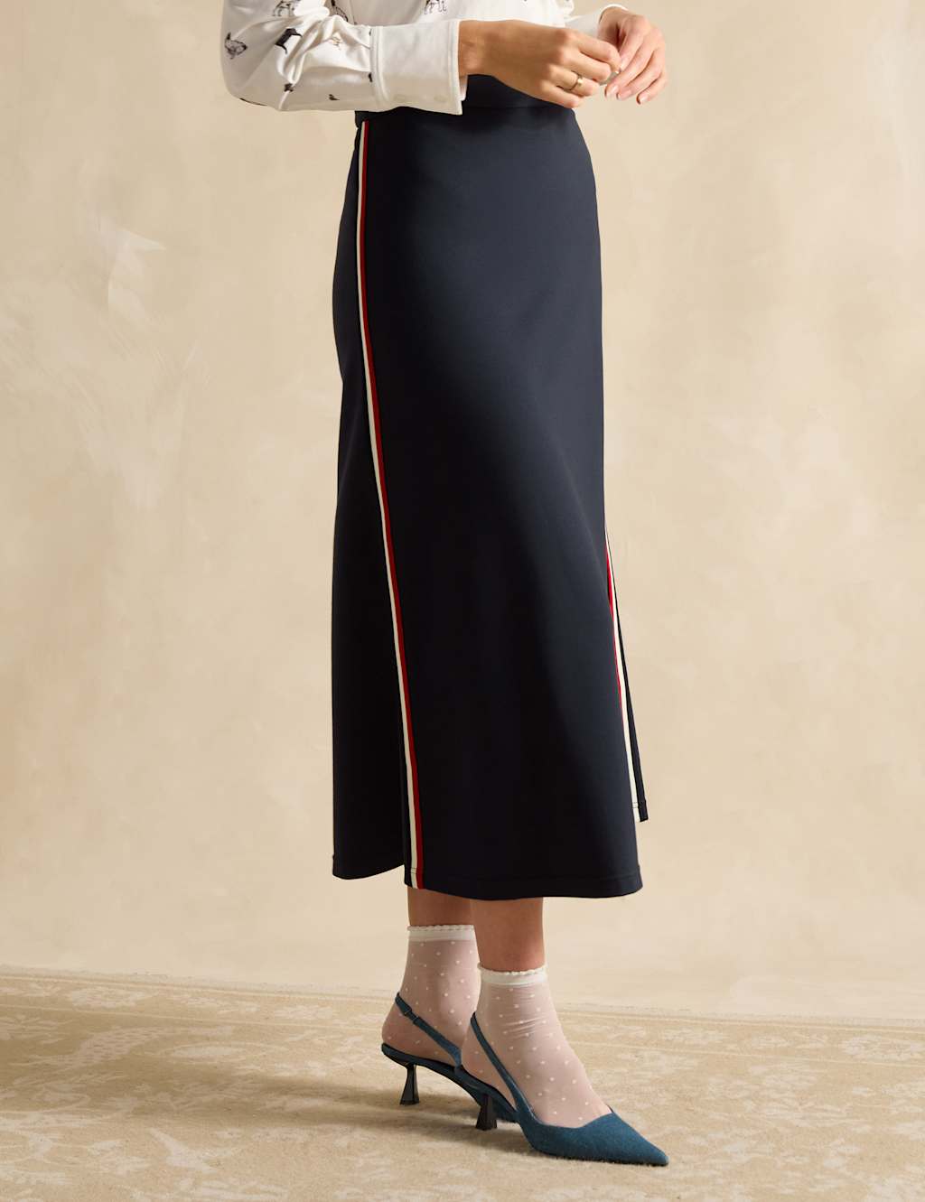 Striped Midaxi A-Line Skirt