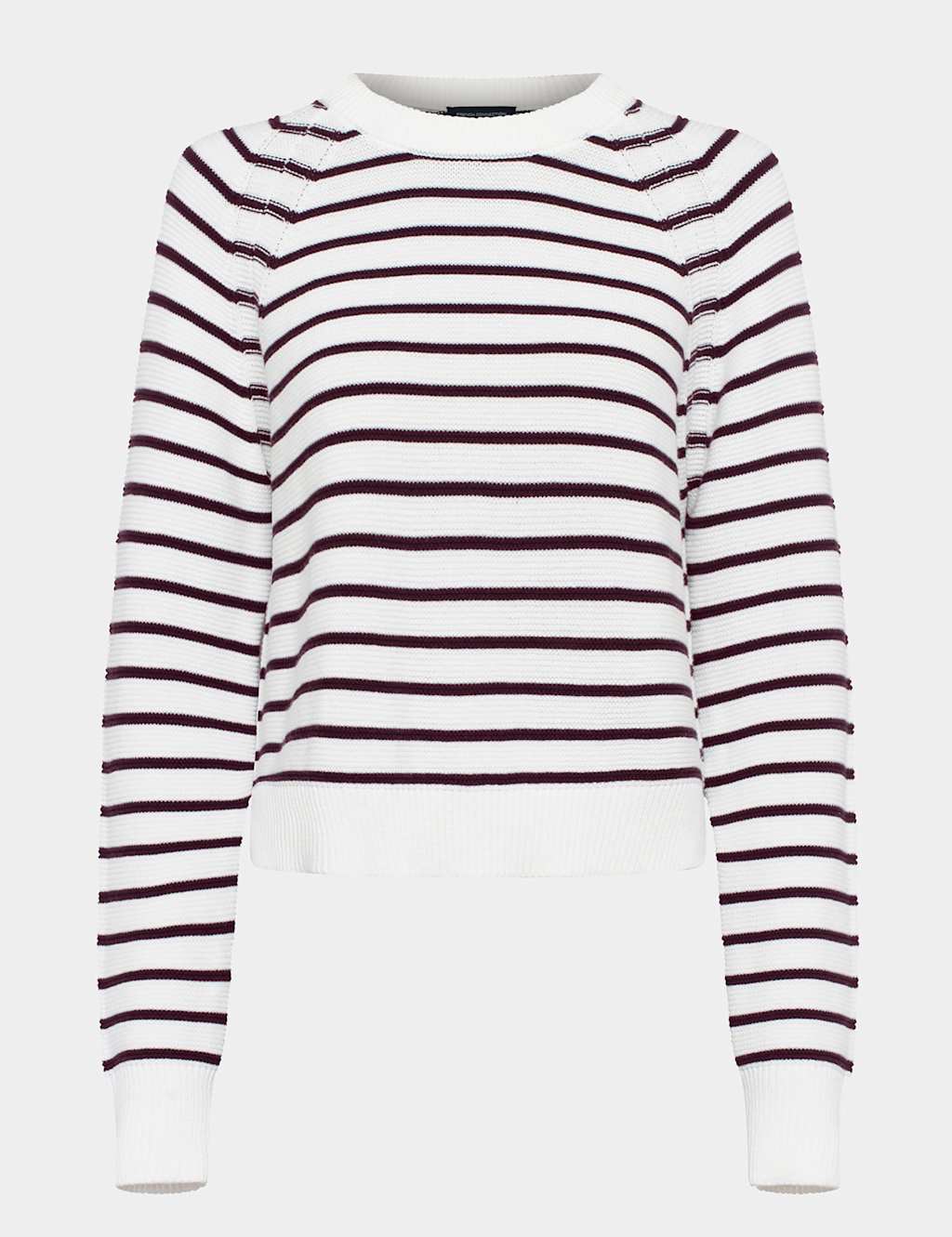 French Connection Pure Cotton Striped Crew Neck Jumper White Mix
