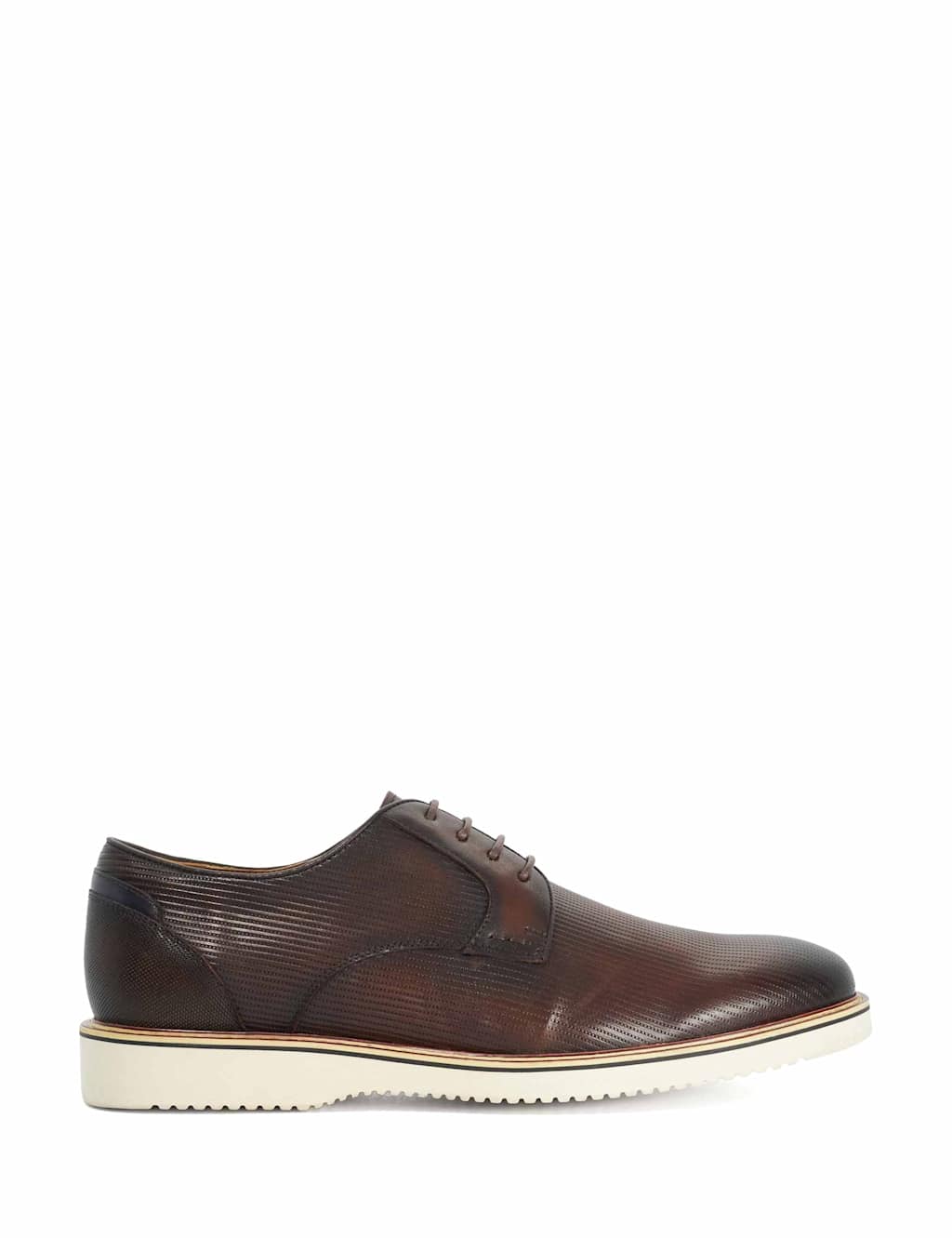 Dune London Men's Leather Textured Casual Shoes - 9 - Dark Brown - Available at M&S