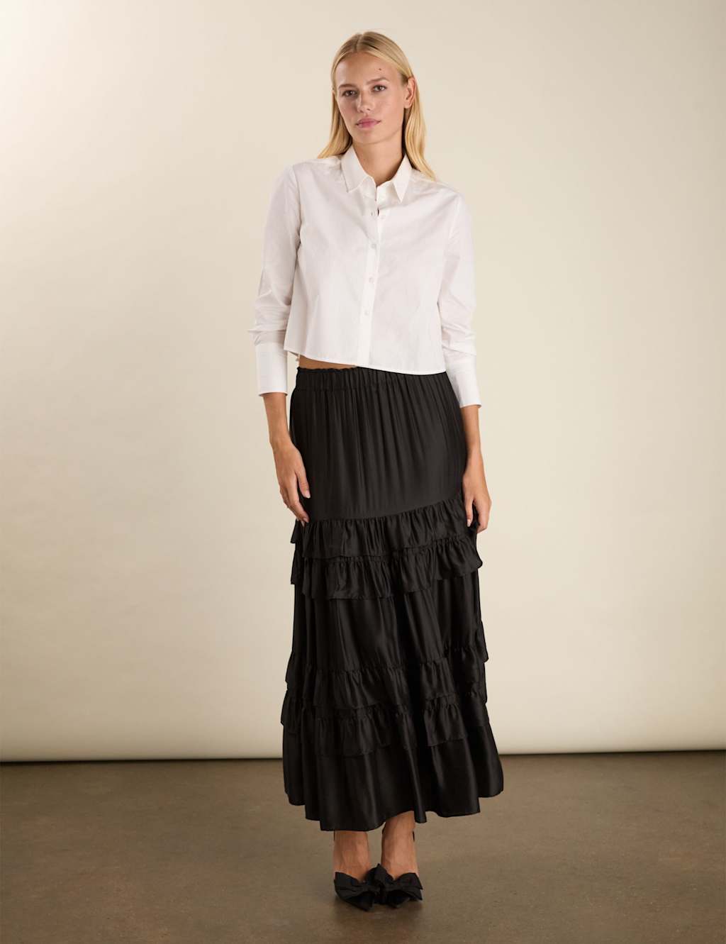 BAUKJEN Ruffle Maxi Tiered Skirt Black