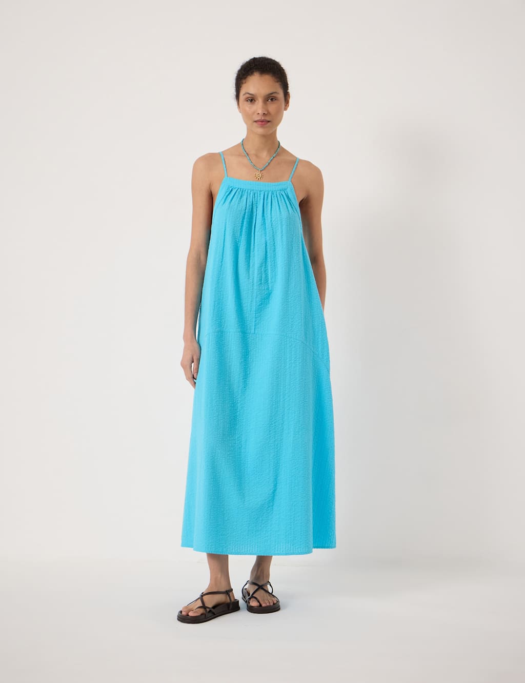 Hush Women's Pure Cotton Textured Midi Beach Dress - Medium-Large - Turquoise - Available at M&S
