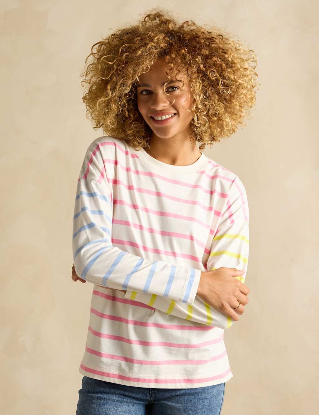 Pure Cotton Colour Block Striped Top