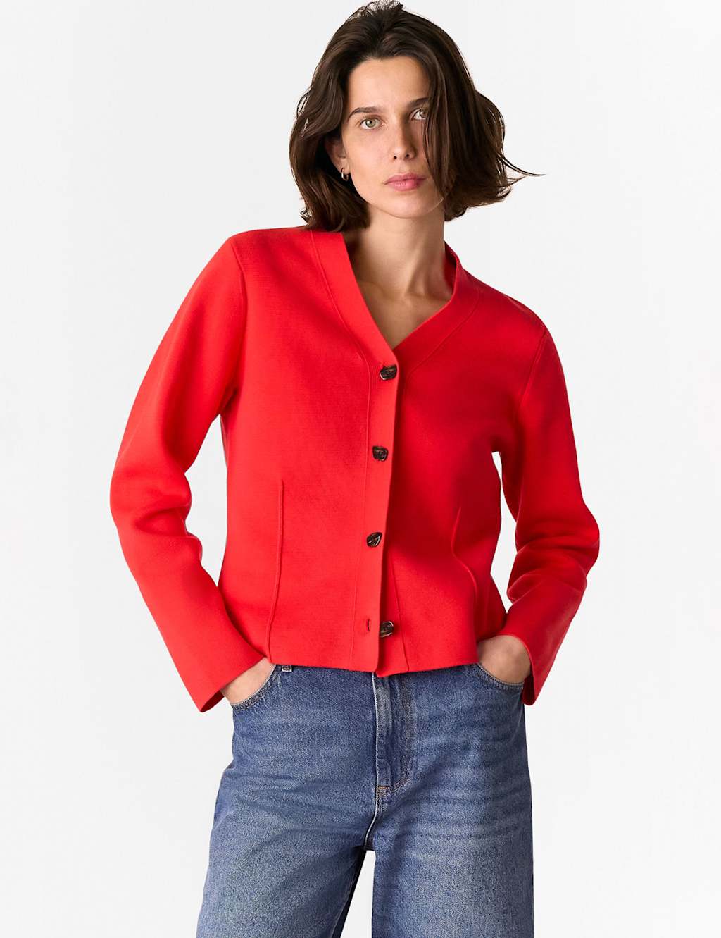 Pure Cotton V-Neck Button Through Cardigan