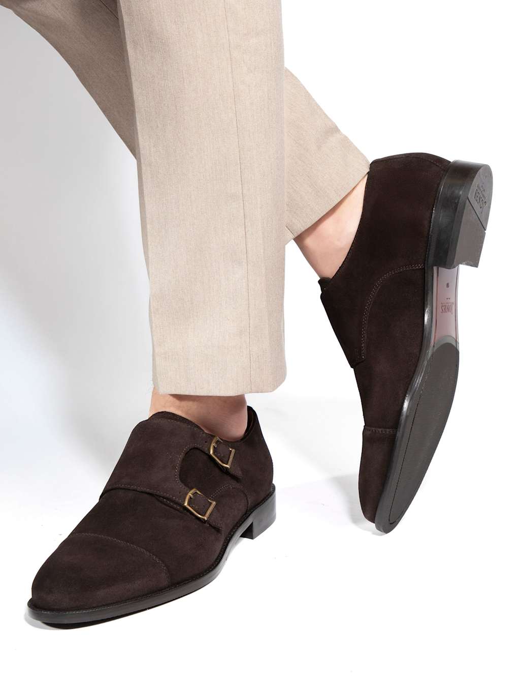 Jones Bootmaker Men's Leather Monk Strap Shoes - 9 - Dark Brown - Available at M&S