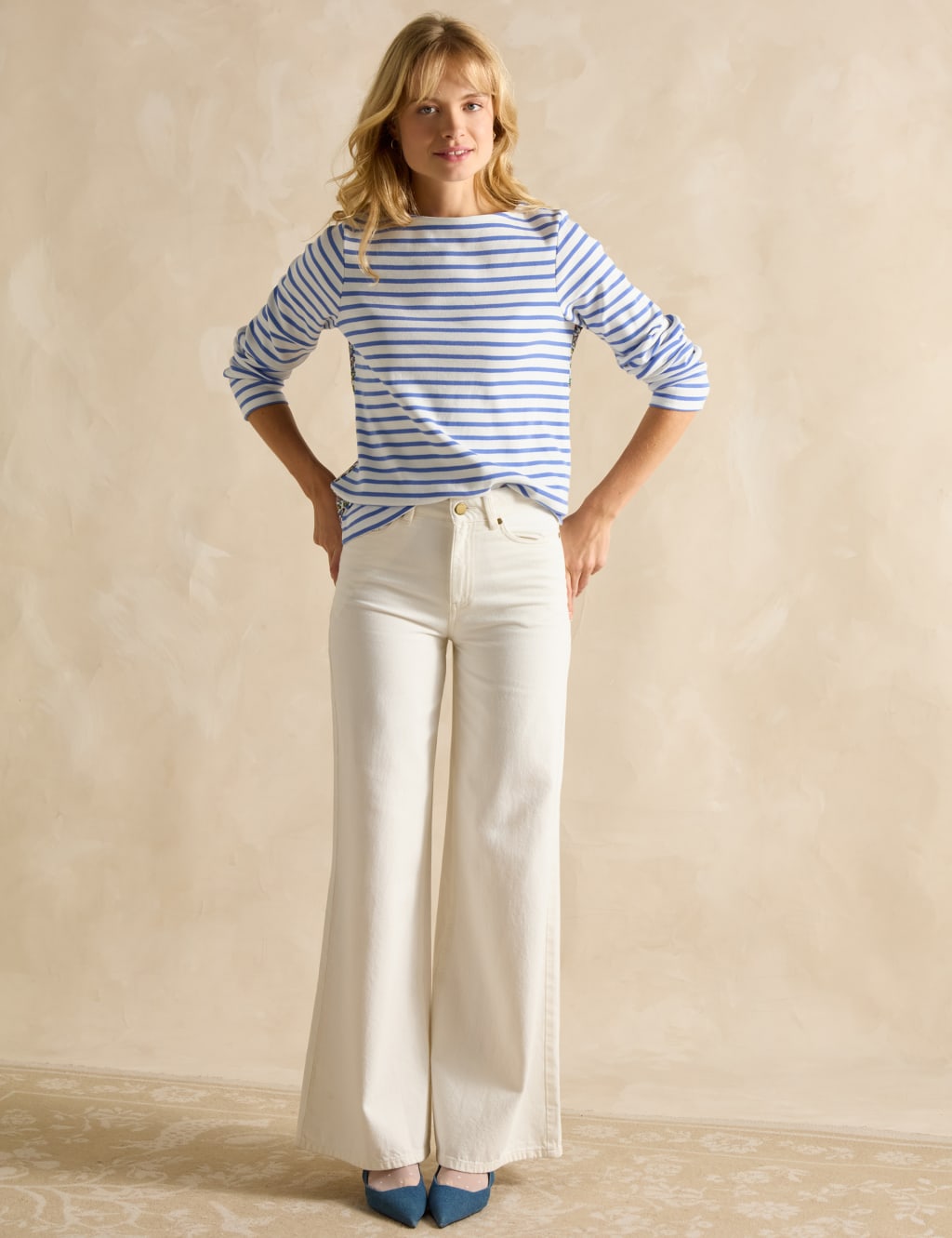 Pure Cotton Floral & Striped Top