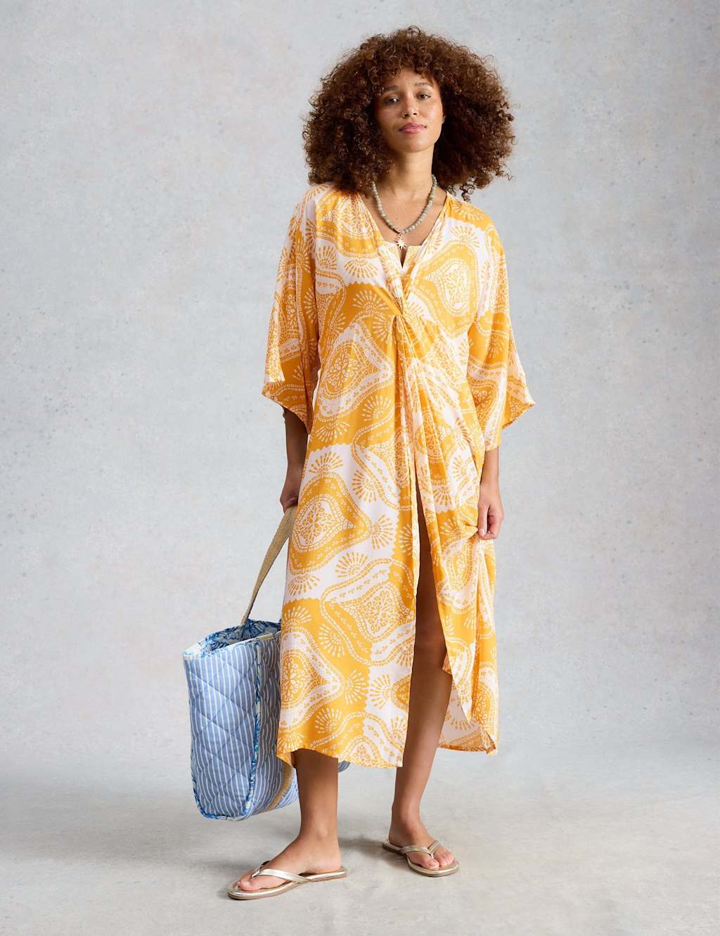 White Stuff Women's Printed Kimono Beach Dress - Small - Yellow Mix - Available at M&S