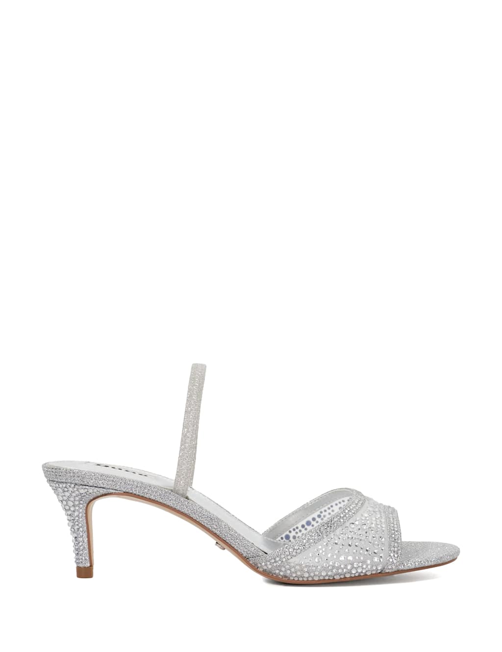 Sparkle Mesh Detail Kitten Heel Sandals