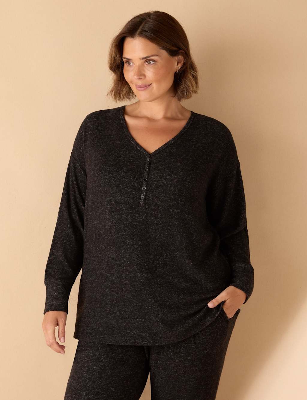 Live Unlimited London V-Neck Soft Touch Top Grey