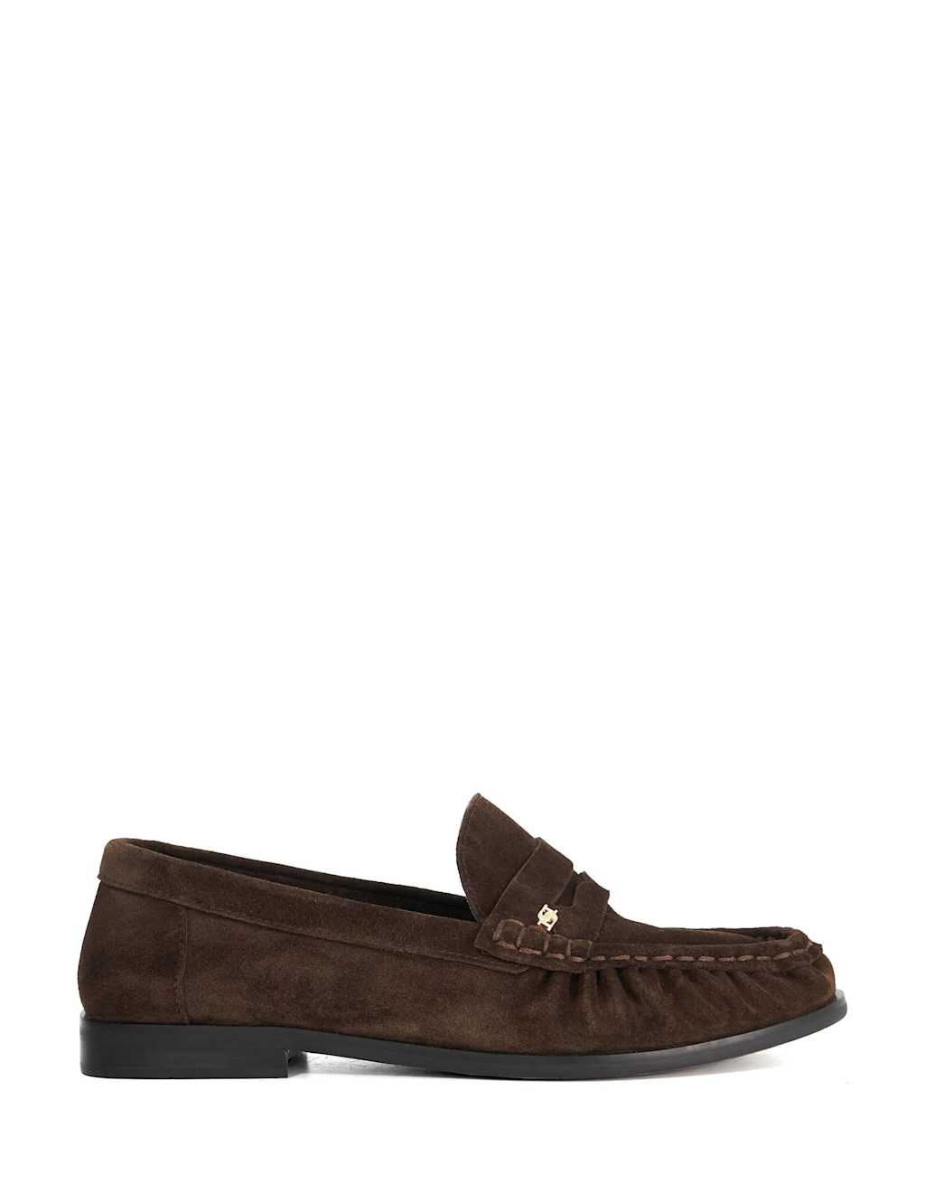 Dune London Wide Fit Suede Loafers Brown