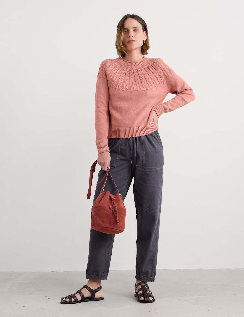 Seasalt Cornwall Pure Cotton Textured Relaxed Jumper Pink