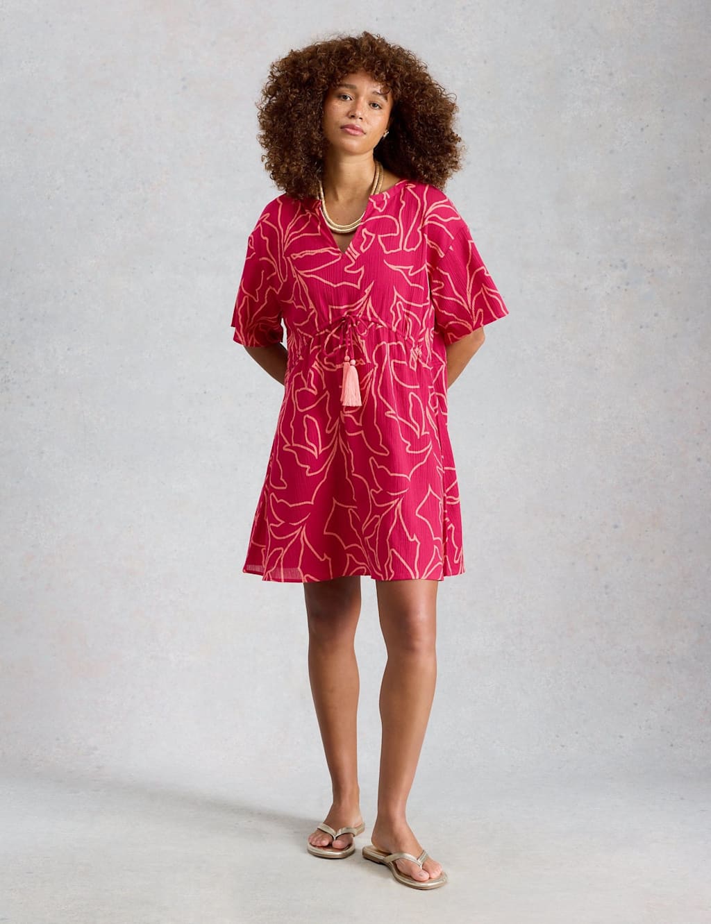 White Stuff Women's Pure Cotton Printed Mini Beach Dress - Medium - Purple Mix - Available at M&S