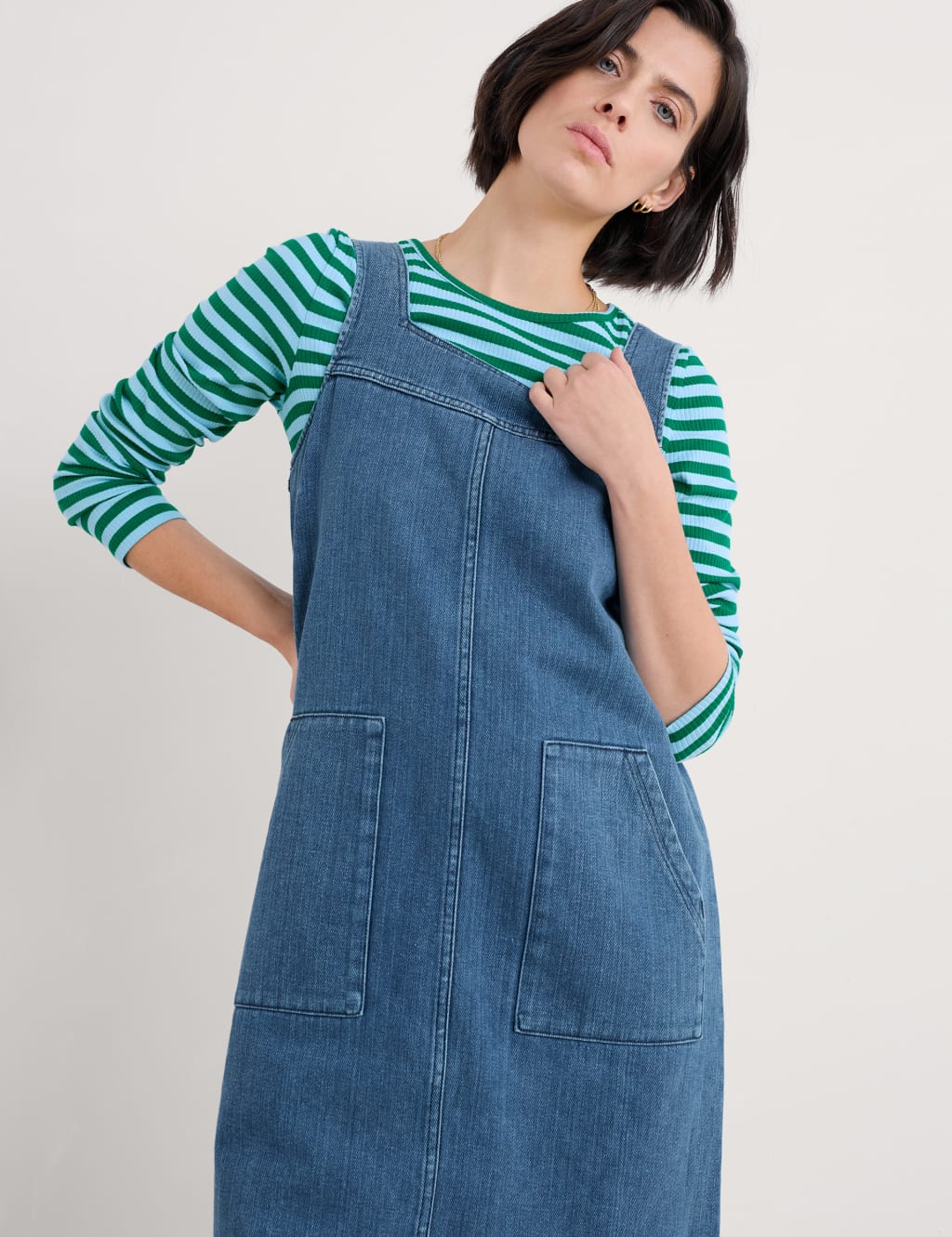 Denim Square Neck Shift Dress