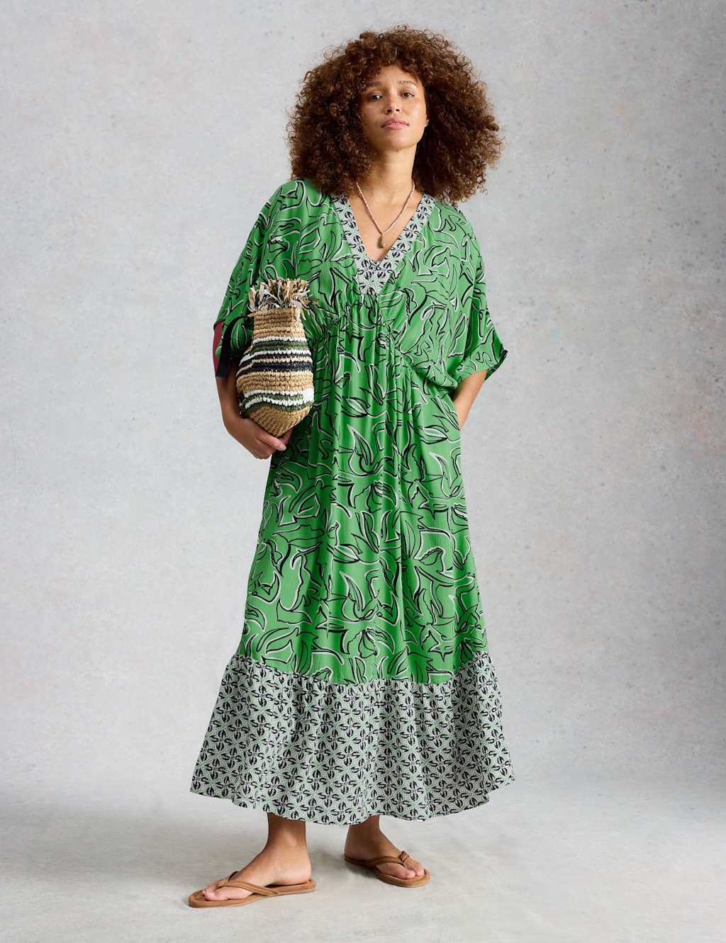 White Stuff Women's Printed Maxi Beach Dress - Large - Green Mix - Available at M&S