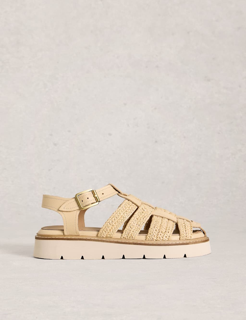 White Stuff Women's Leather Chunky Flat Fisherman Sandals - 6 - Natural - Available at M&S