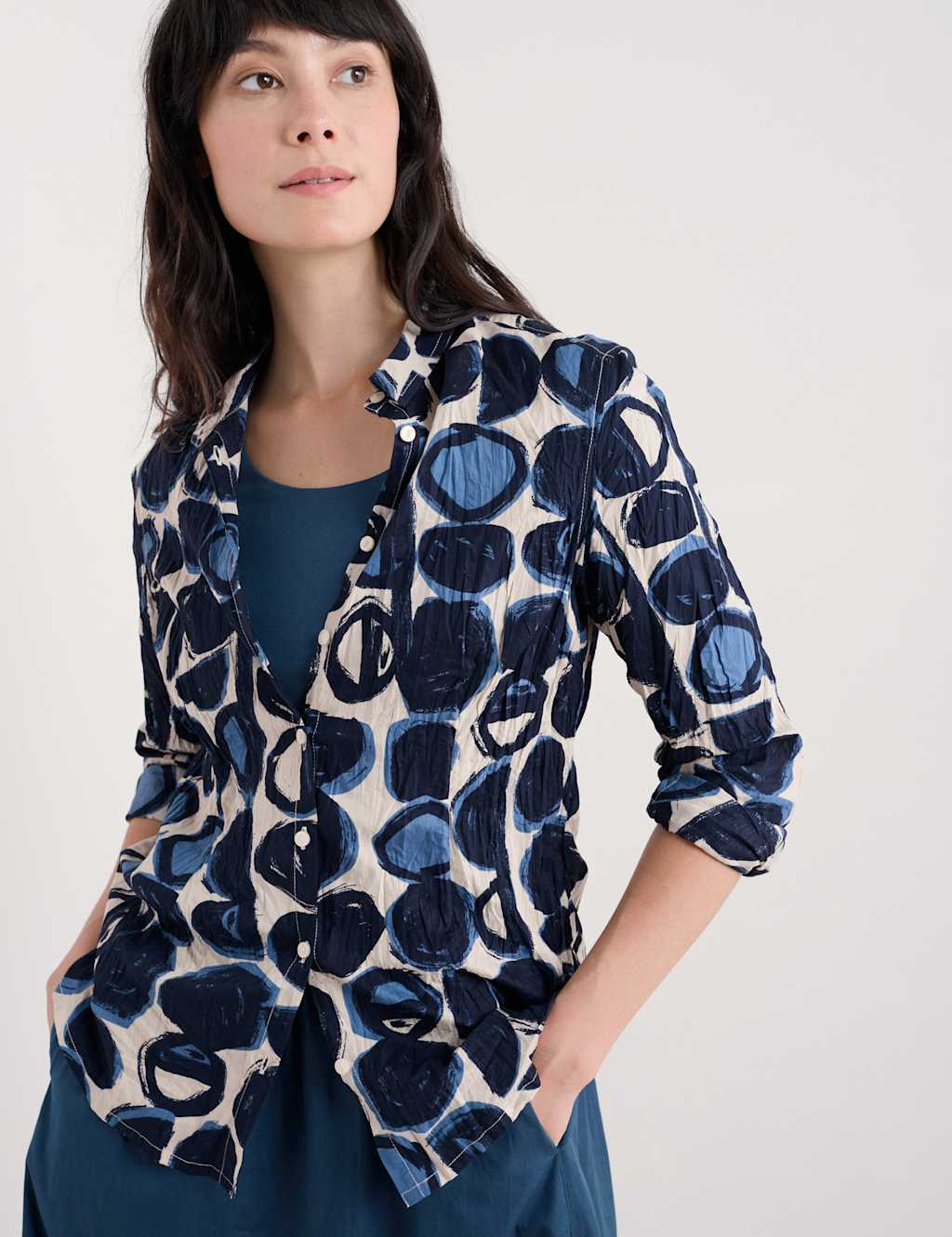 Pure Cotton Geometric Textured Shirt