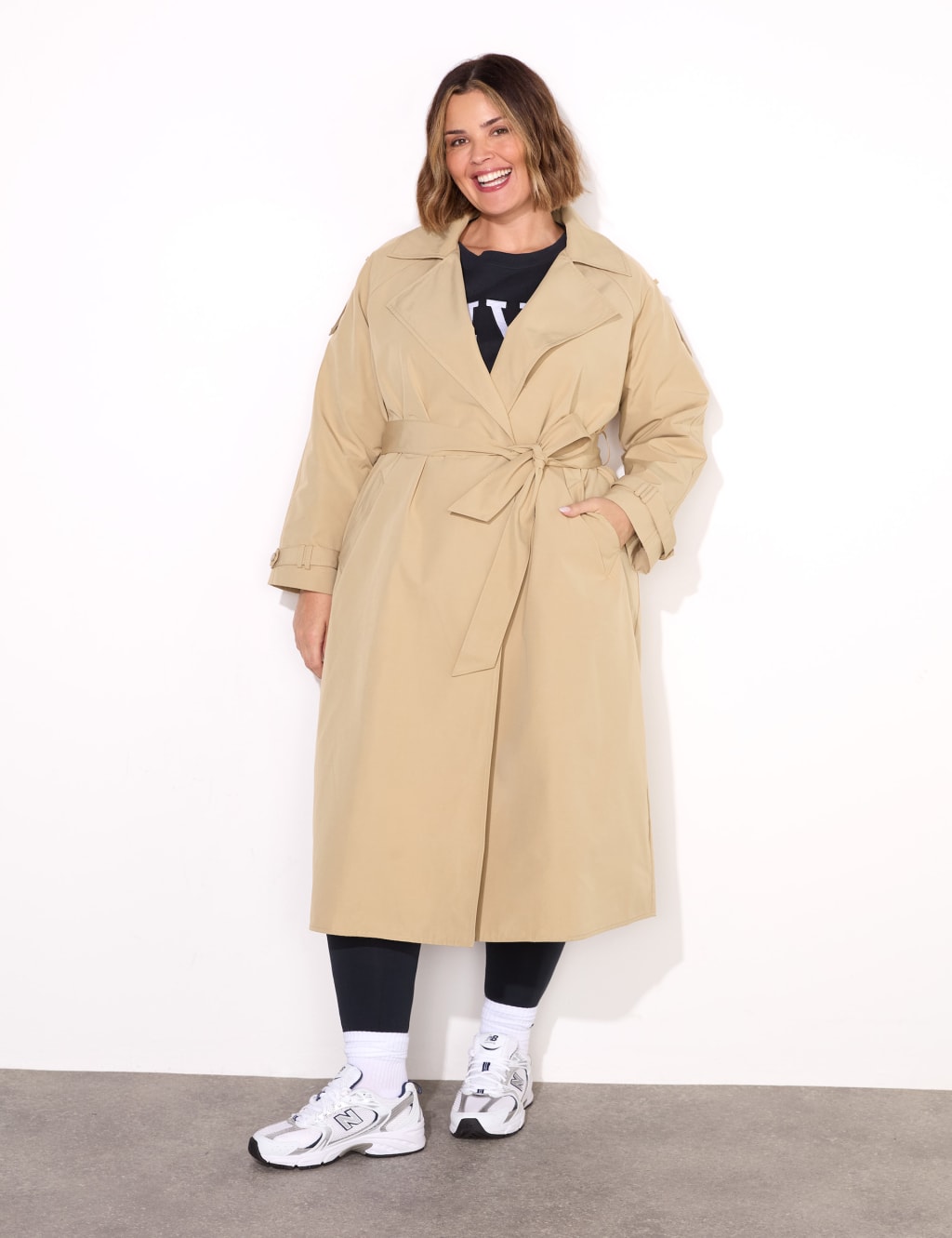 Cotton Blend Longline Trench Coat