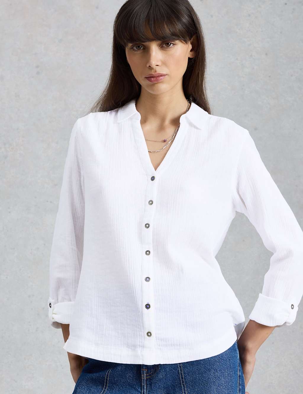 White Stuff Women's Pure Cotton Double Cloth Shirt - 12 - Available at M&S