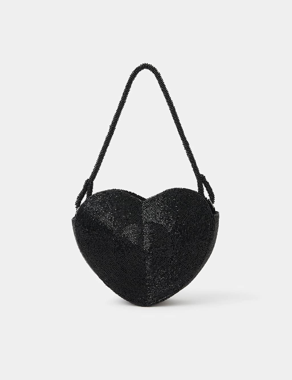 ACCESSORIZE Beaded Heart Shoulder Bag Black