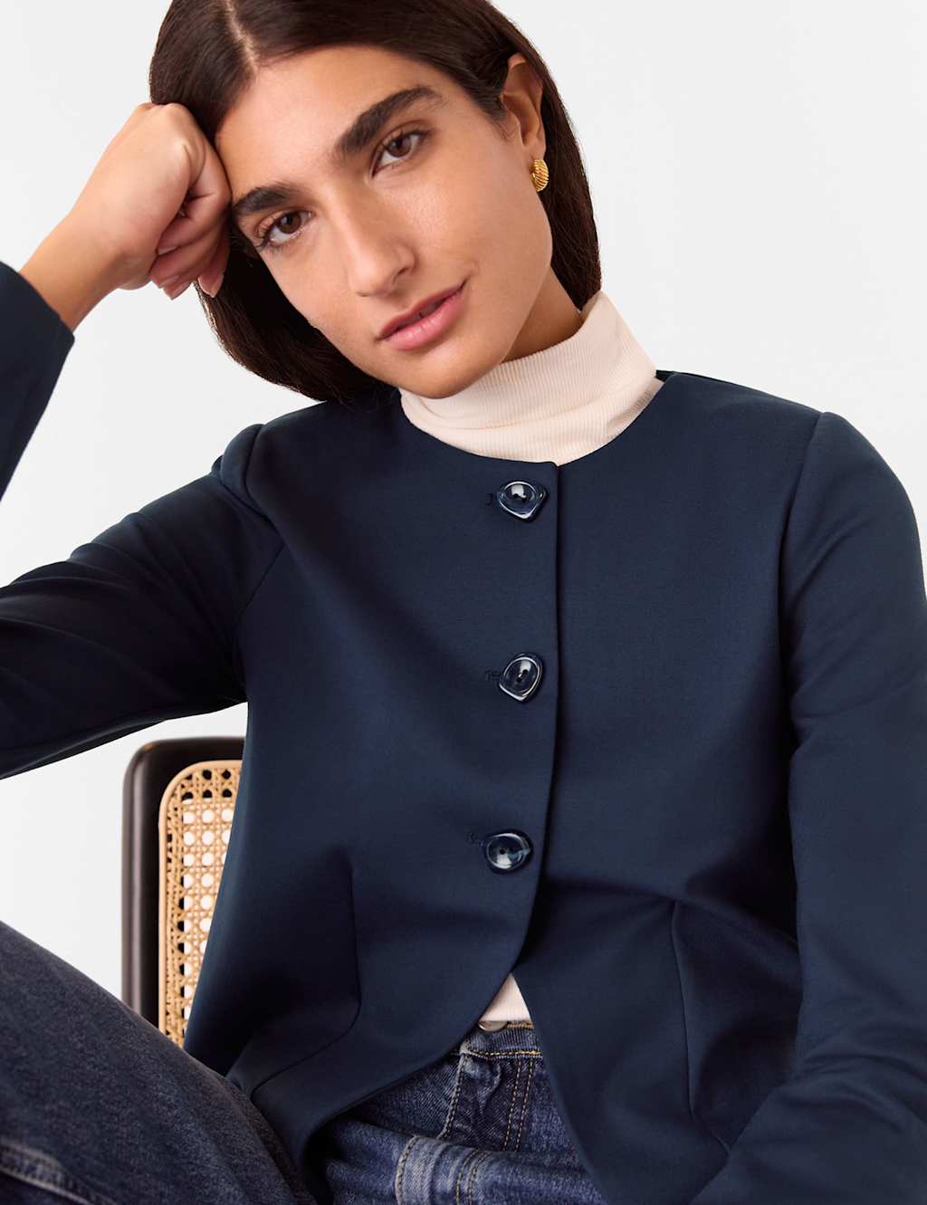 Collarless Short Jacket