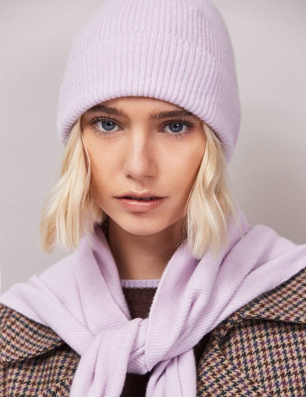 RO&ZO Knitted Rib Beanie Lilac