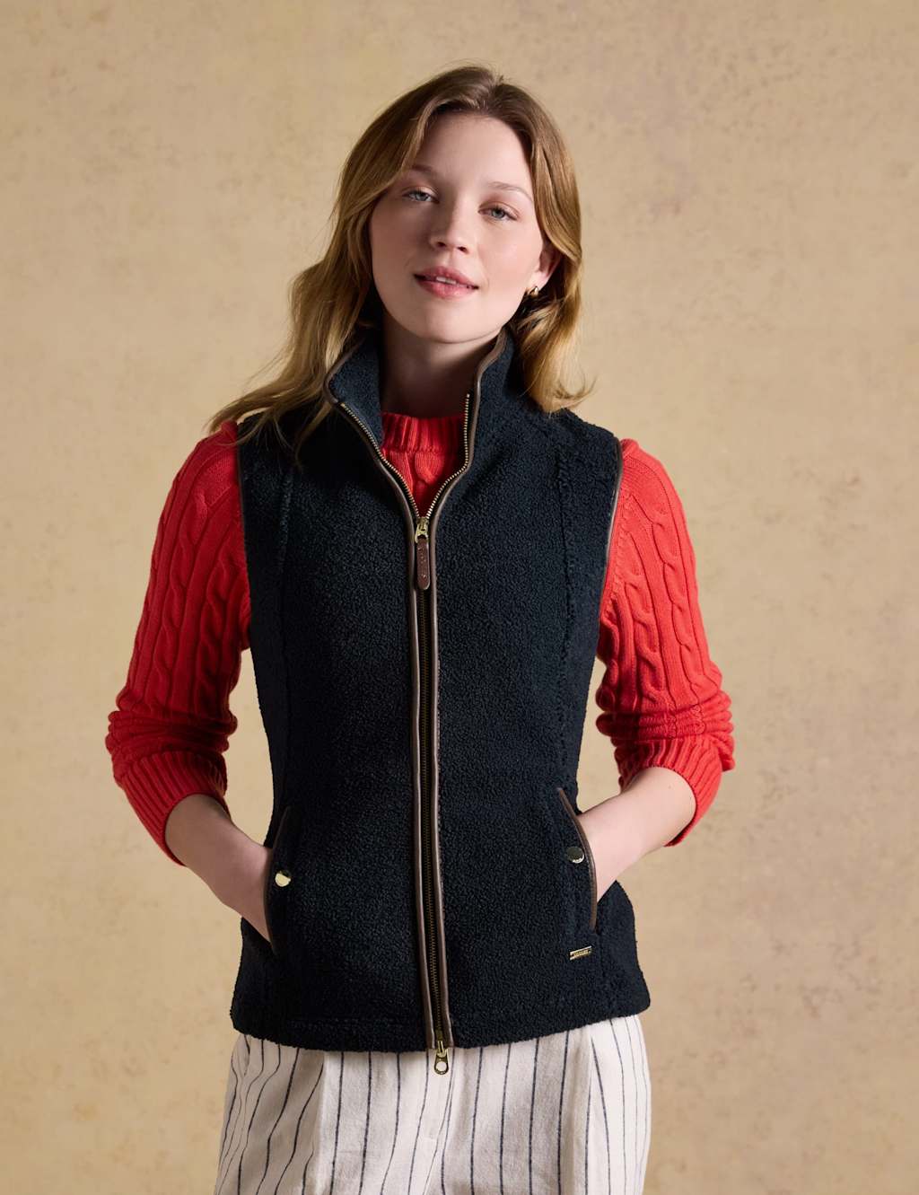 Joules Women's Borg Fleece Gilet - 16 - Navy - Available at M&S