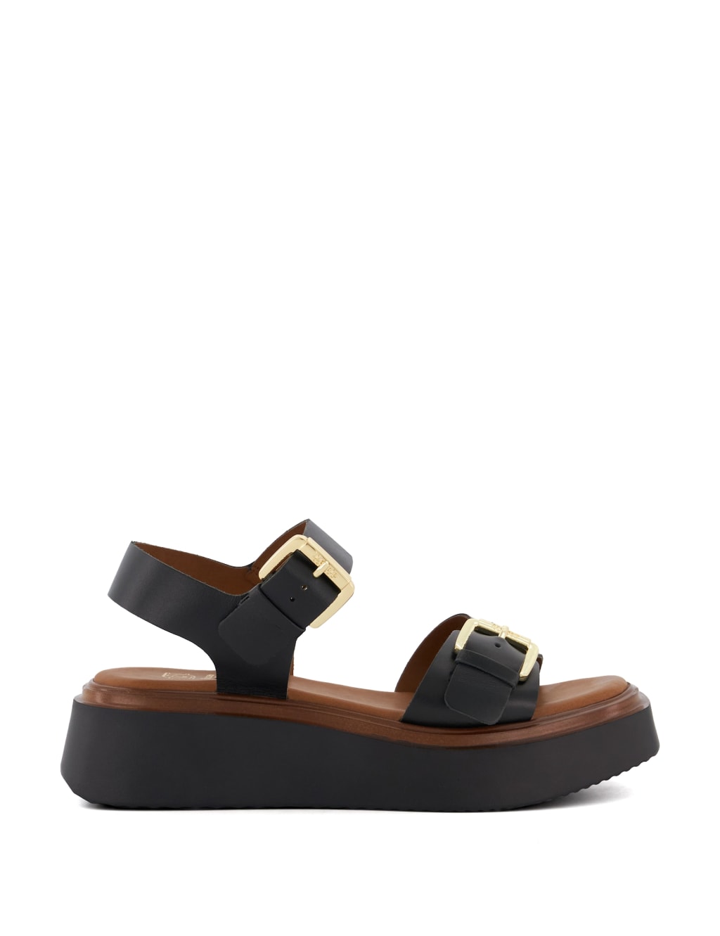 Leather Buckle Flatform Espadrilles