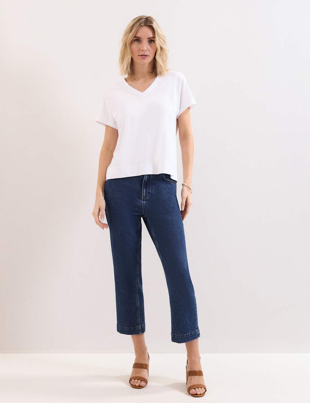 Phase Eight Women's Pure Cotton Textured V-Neck T-Shirt - Medium - White - Available at M&S