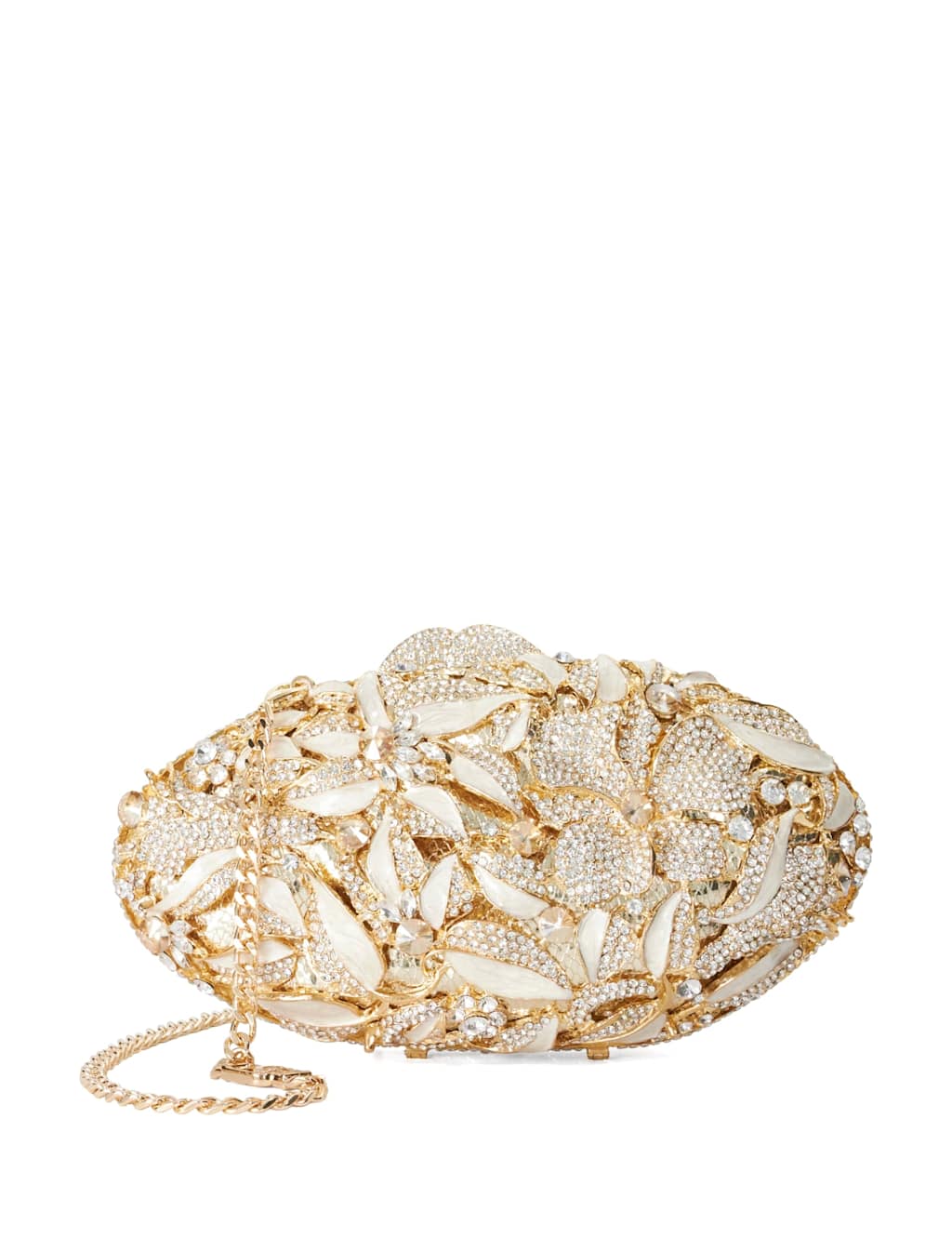 Dune London Women's Crystal Embellished Chain Strap Clutch Bag - Gold - Available at M&S
