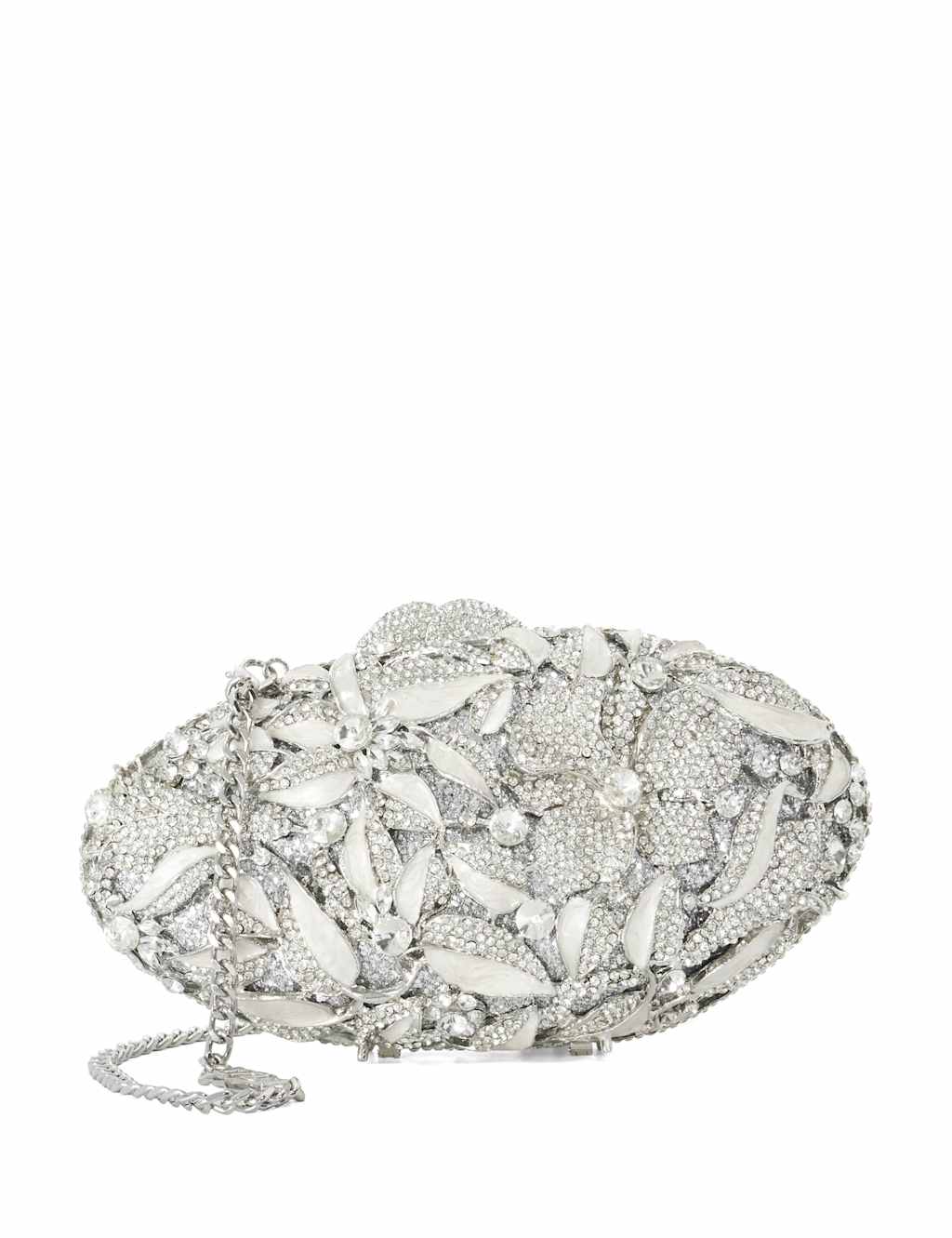 Dune London Women's Crystal Embellished Chain Strap Clutch Bag - Silver - Available at M&S