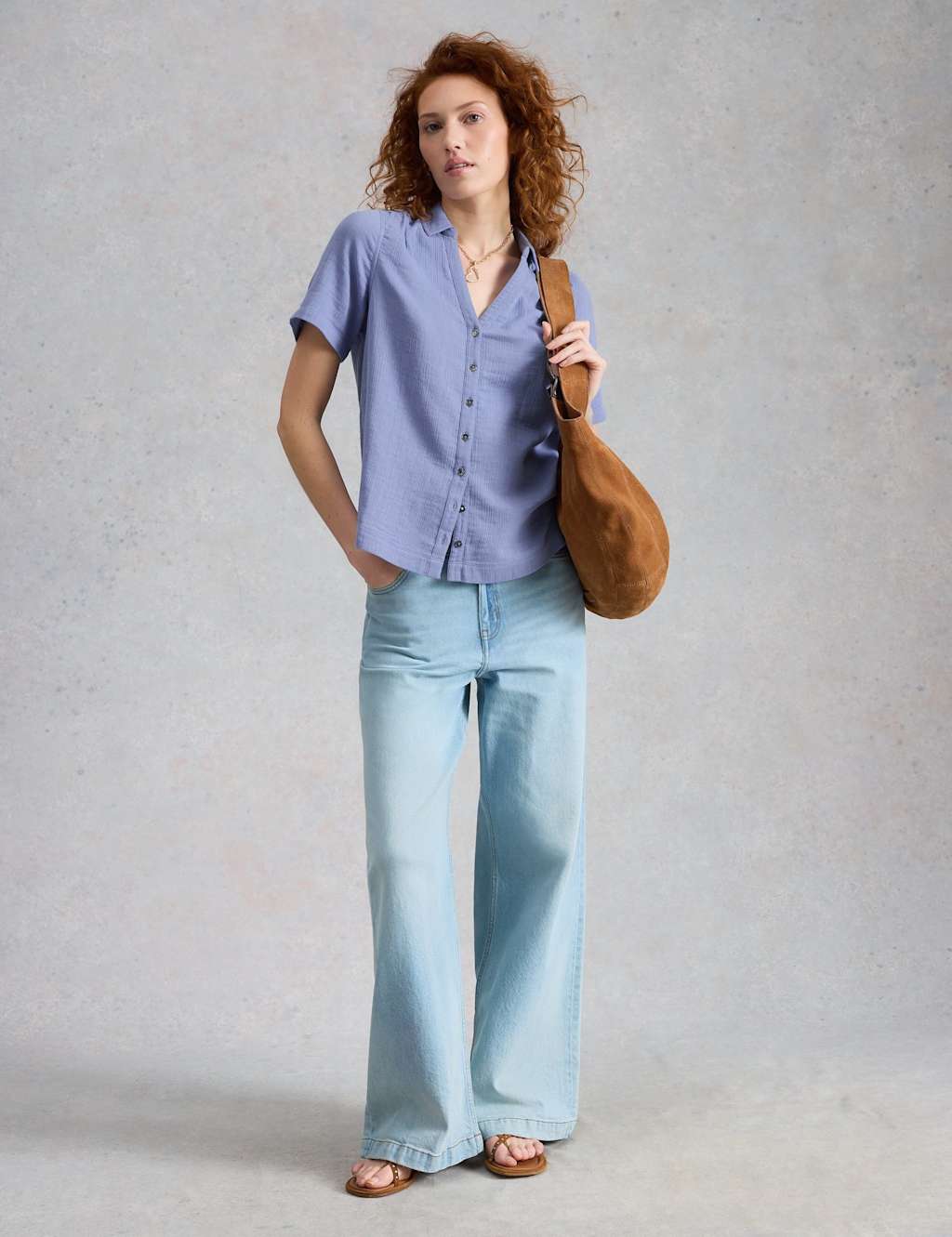 White Stuff Women's Pure Cotton Collared Shirt - 20 - Blue - Available at M&S