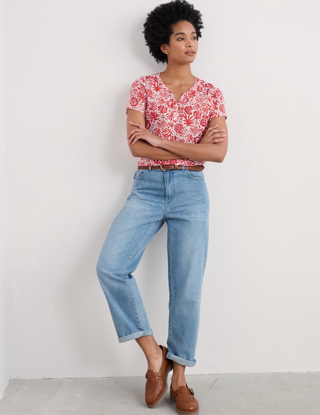 Cotton Modal Blend Floral Relaxed Top