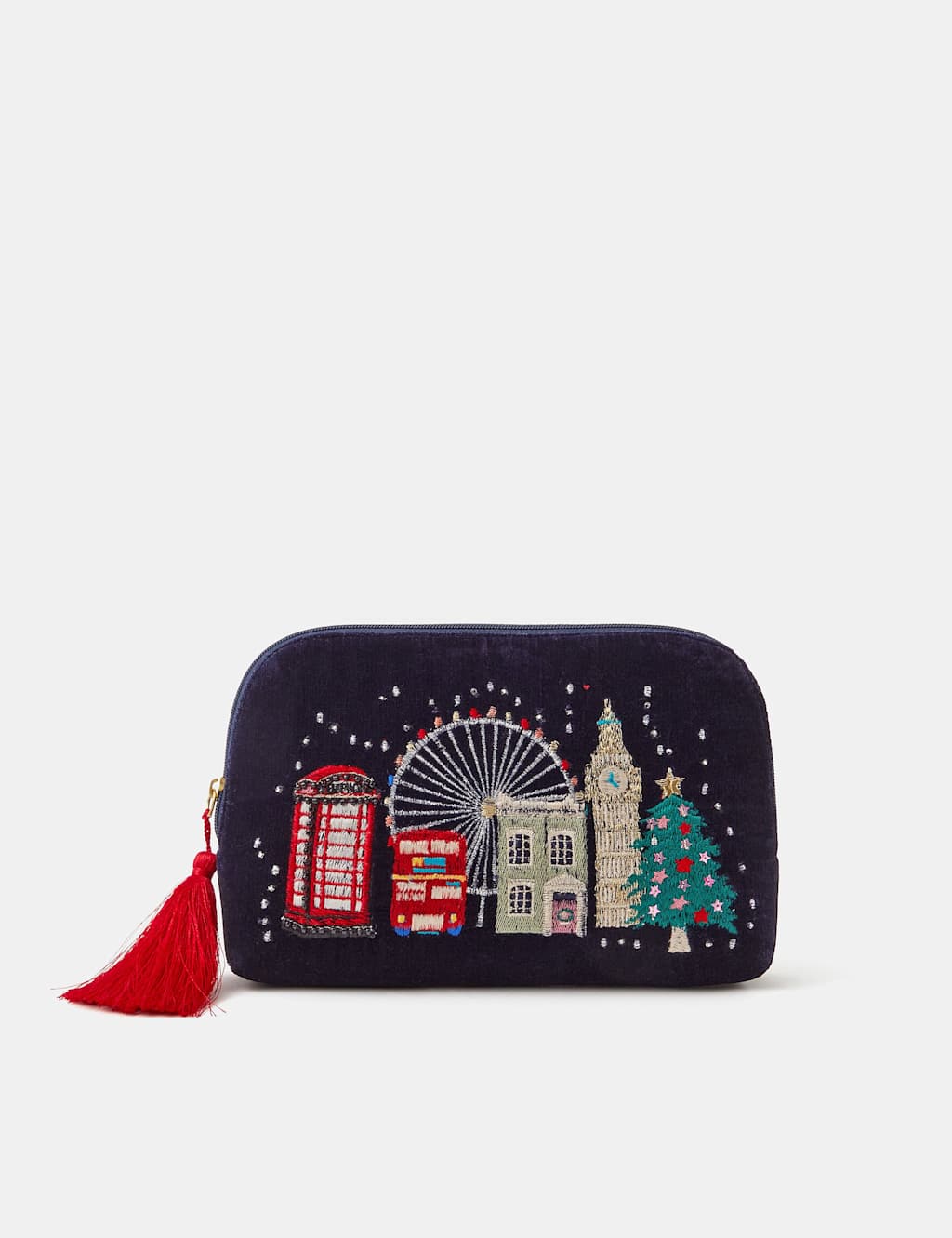 ACCESSORIZE Velvet London Christmas Skyline Pouch Navy