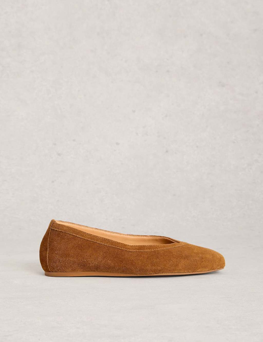 White Stuff Women's Leather Flat Square Toe Ballerina Pumps - 5 - Tan - Available at M&S