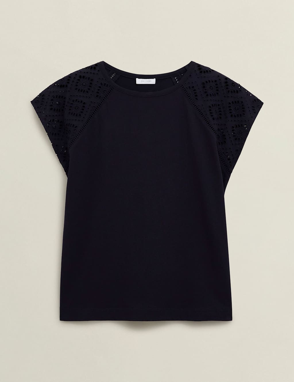 HOBBS Pure Cotton Broderie top Navy