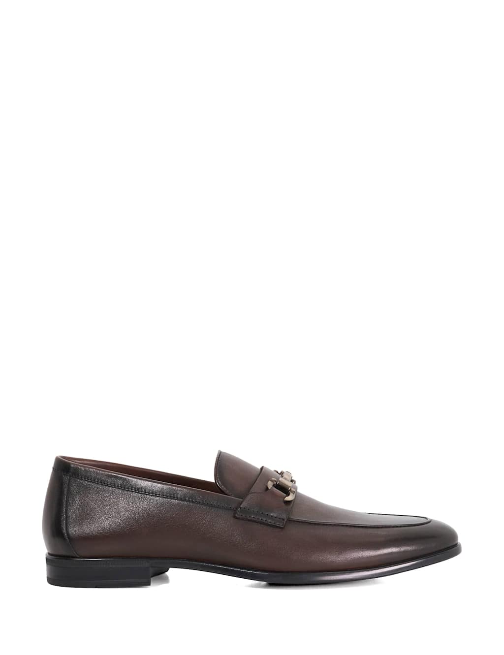 Dune London Leather Slip On Loafers Brown