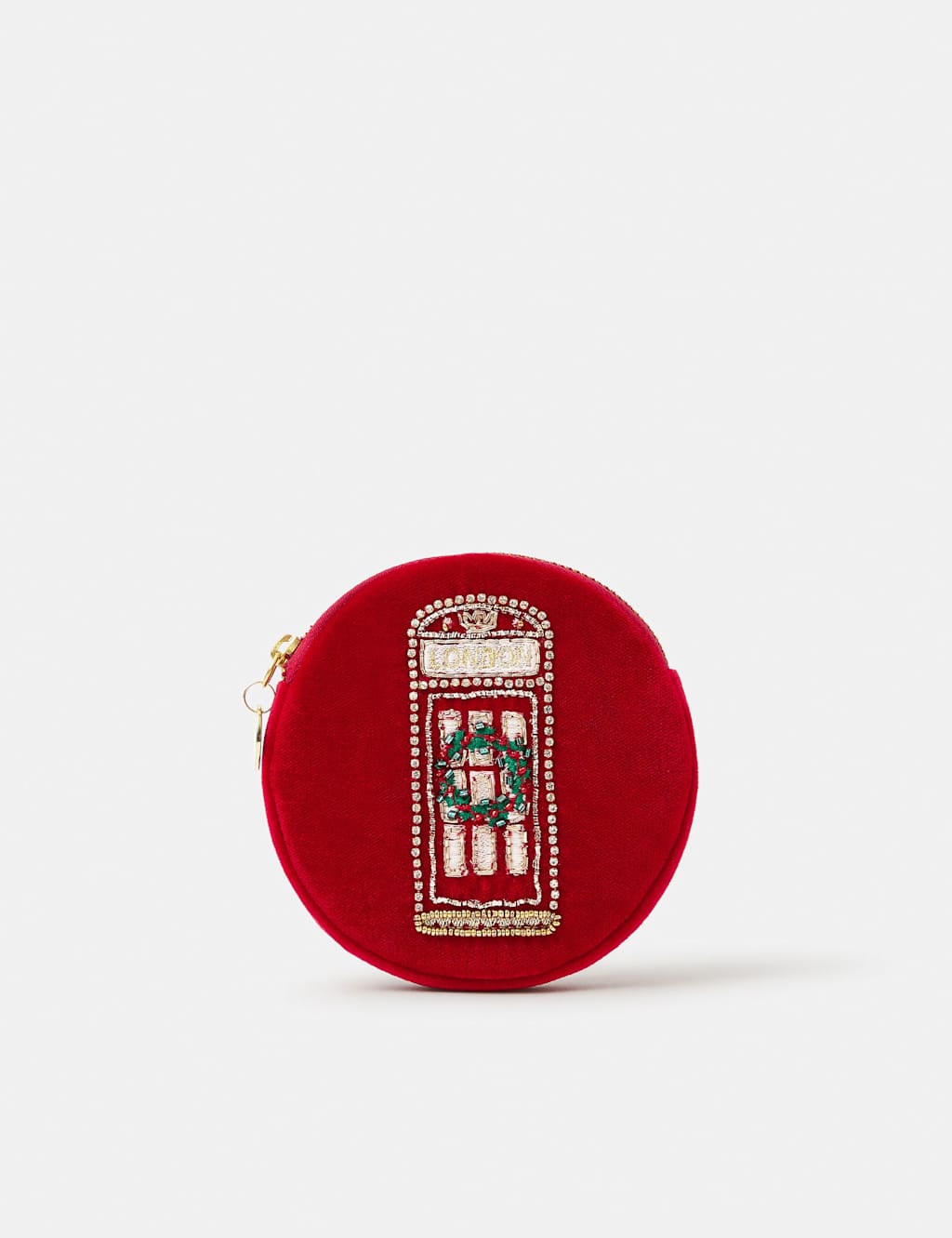 ACCESSORIZE Velvet Xmas London Phone Box Coin Purse Red