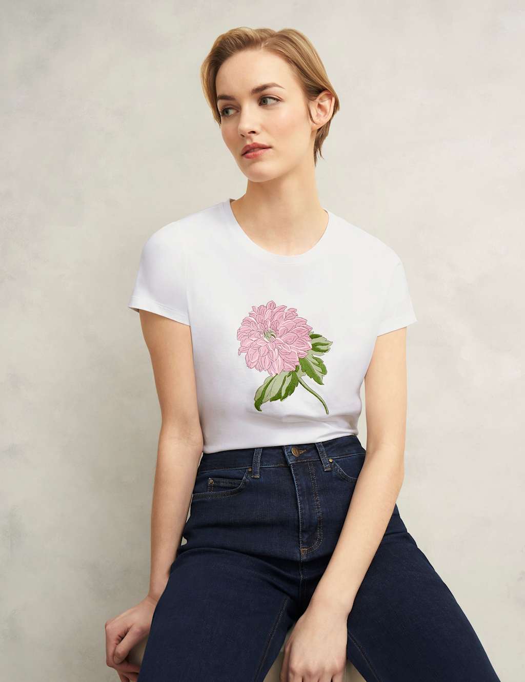 Pure Cotton Embroidered Flower T-Shirt