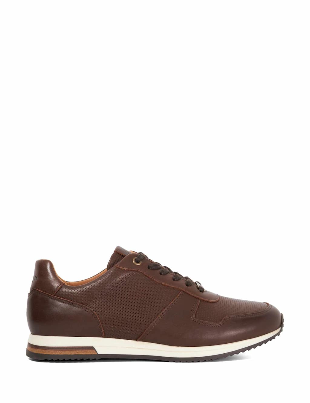 Dune London Leather Lace Up Wide Fit Trainers Brown