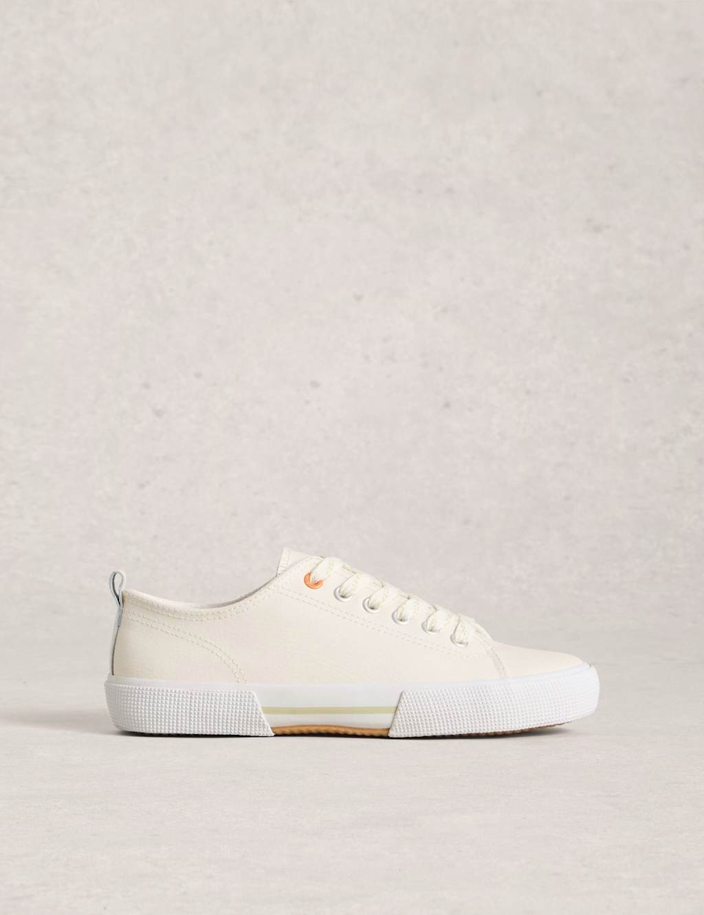 White Stuff Women's Leather Lace Up Trainers - 7 - Natural - Available at M&S