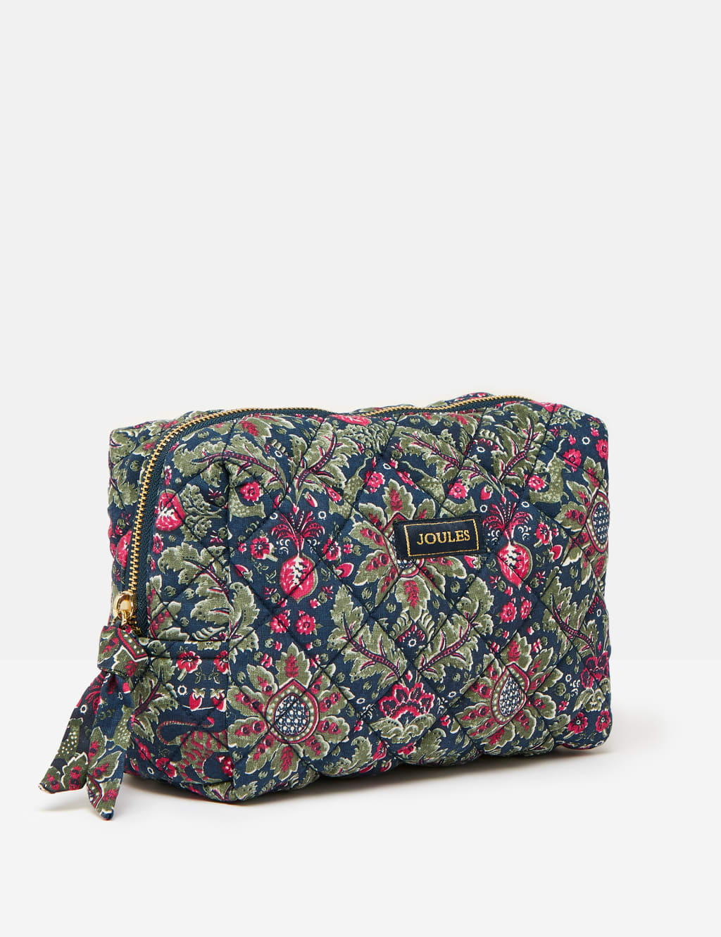 Joules Pure Cotton Floral Cosmetics Bag Green Mix