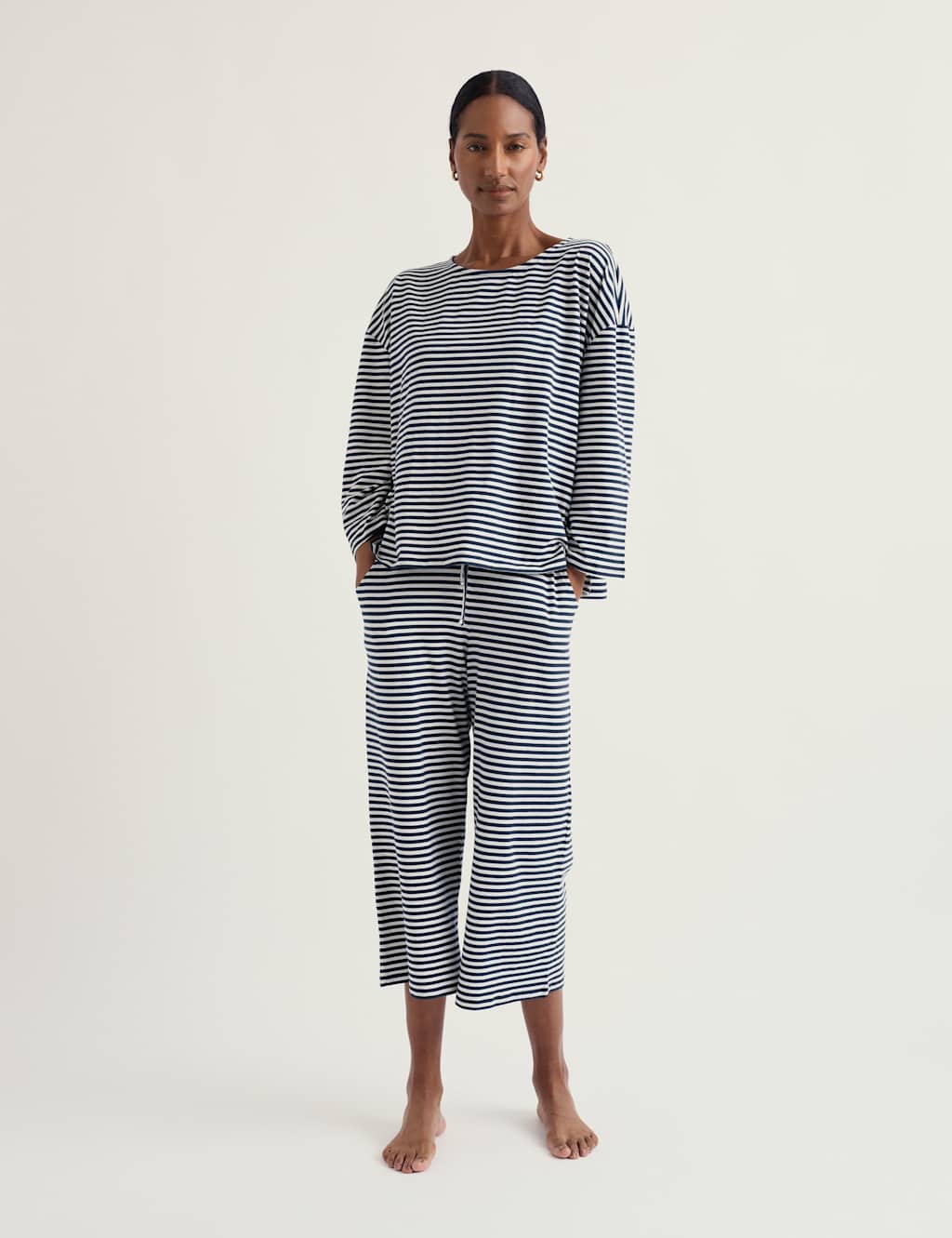 Seasalt Cornwall Women's Cotton Rich Striped Pyjama Set - 12 - Navy Mix - Available at M&S