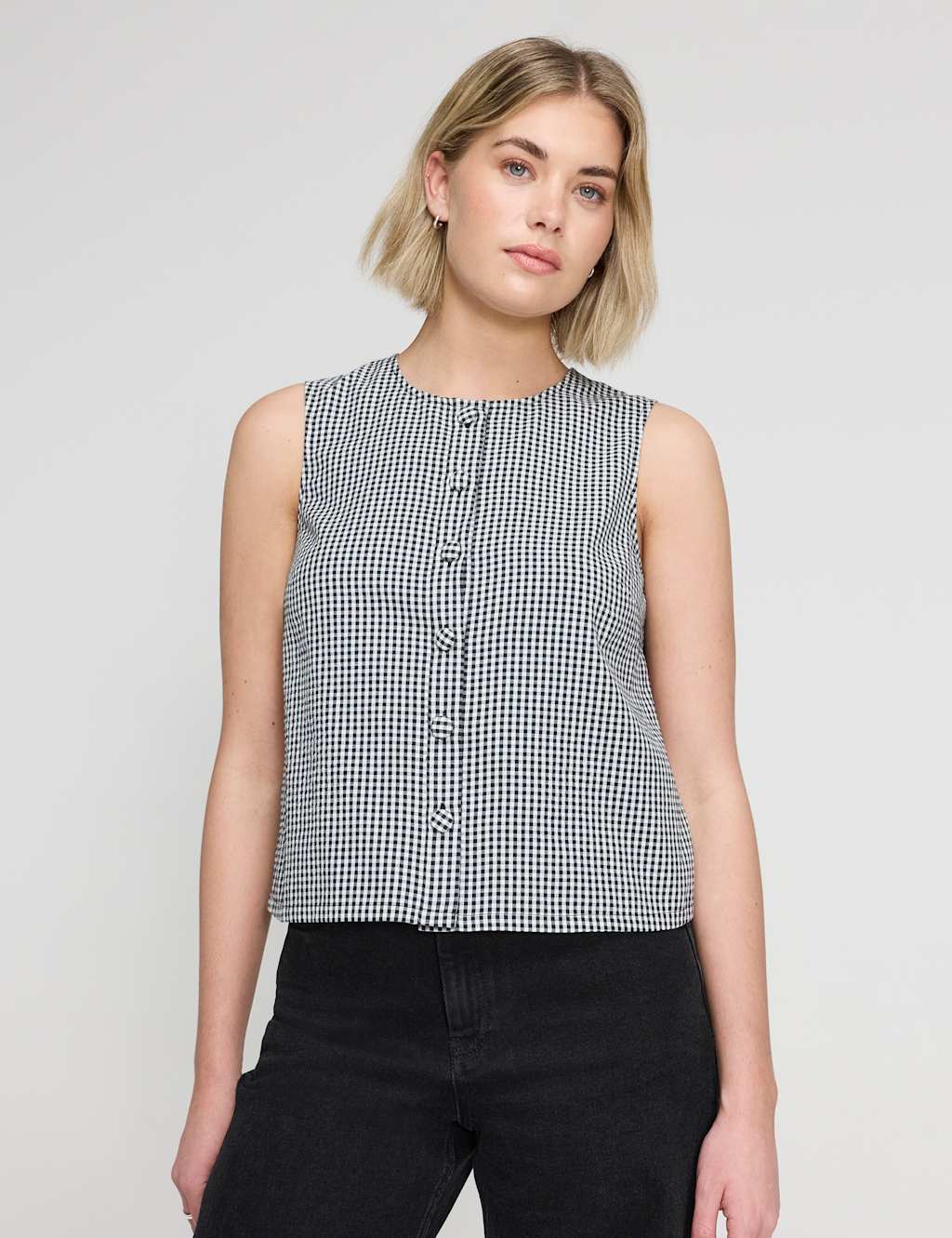 Finery London Women's Pure Cotton Gingham Top - 18 - Black Mix - Available at M&S