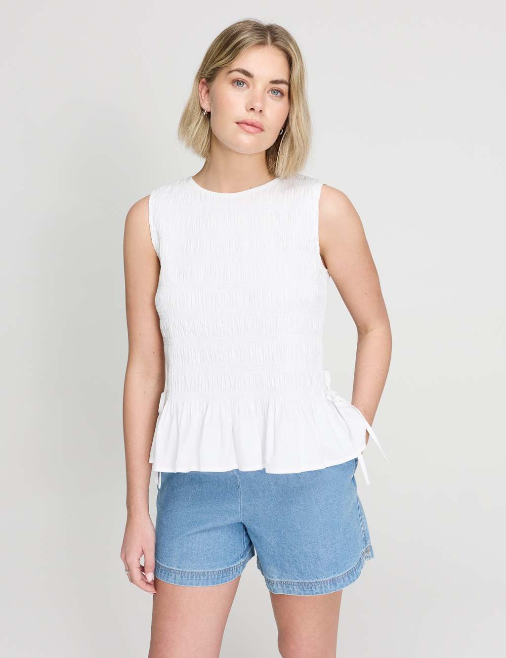 Finery London Women's Pure Cotton Shirred Peplum Top - 20 - White - Available at M&S