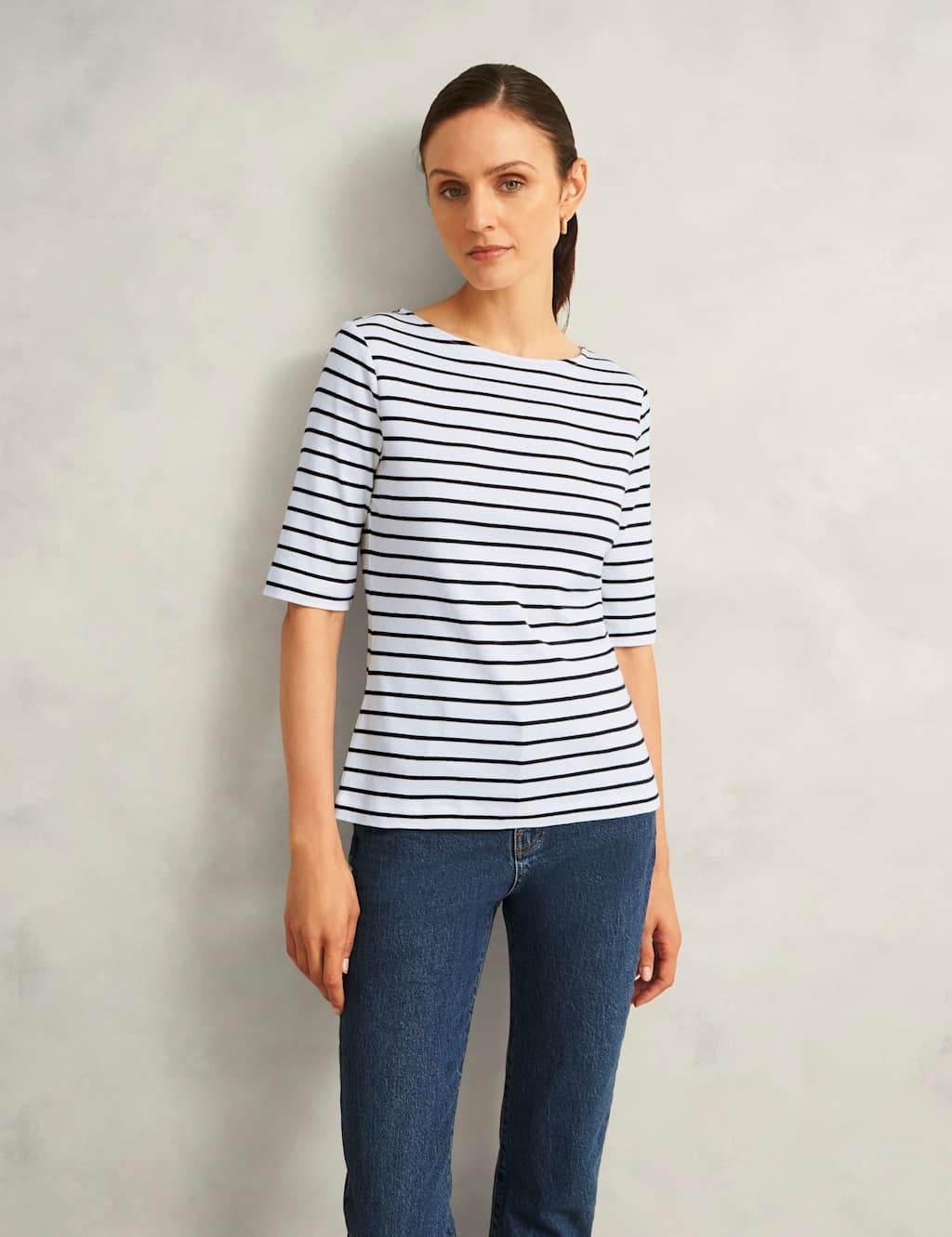 HOBBS Pure Cotton Striped Top White Mix