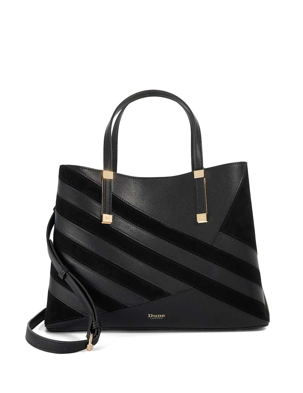 Dune London Women's Leather Blend Striped Textured Tote Bag - Black - Available at M&S
