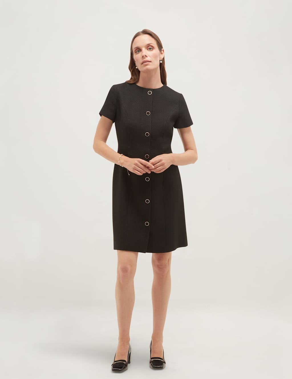 Hobbs Women's Textured Mini Shift Dress - 12 - Black - Available at M&S